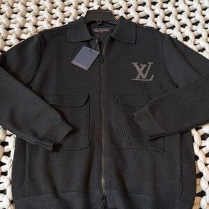 Louis Vuitton Dark Gray Wool Zip-Up Men's Sweater